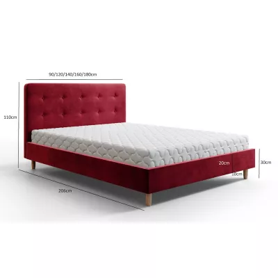 Čalúnená manželská posteľ NOOR - 140x200, tyrkysová
