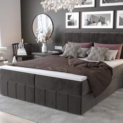 Boxspringová posteľ s úložným priestorom MADLEN COMFORT - 200x200, popolavá