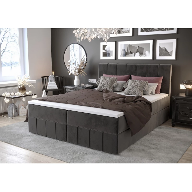 Boxspringová posteľ s úložným priestorom MADLEN COMFORT - 200x200, popolavá