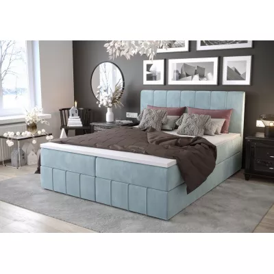 Boxspringová posteľ s úložným priestorom MADLEN COMFORT - 200x200, svetlo modrá