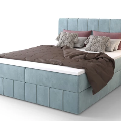 Boxspringová posteľ s úložným priestorom MADLEN COMFORT - 200x200, svetlo modrá