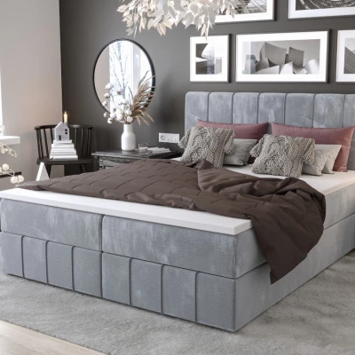 Boxspringová posteľ s úložným priestorom MADLEN COMFORT - 200x200, modrá