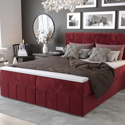 Boxspringová posteľ s úložným priestorom MADLEN COMFORT - 200x200, červená