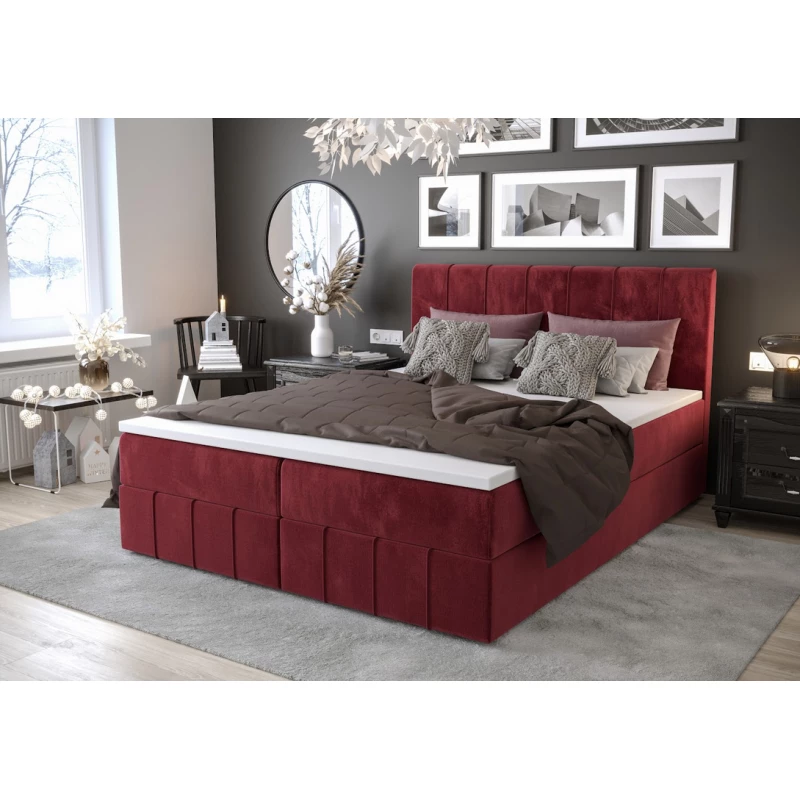 Boxspringová posteľ s úložným priestorom MADLEN COMFORT - 180x200, červená