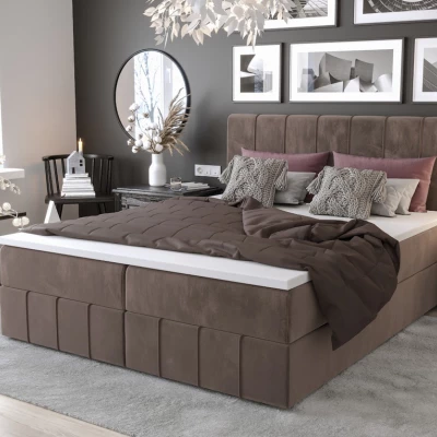 Boxspringová posteľ s úložným priestorom MADLEN COMFORT - 200x200, mliečna čokoláda