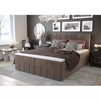 Boxspringová posteľ s úložným priestorom MADLEN COMFORT - 200x200, mliečna čokoláda