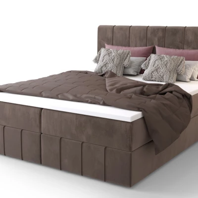 Boxspringová posteľ s úložným priestorom MADLEN COMFORT - 200x200, mliečna čokoláda