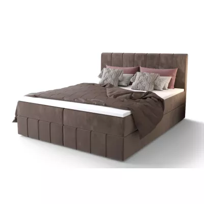 Boxspringová posteľ s úložným priestorom MADLEN COMFORT - 200x200, mliečna čokoláda