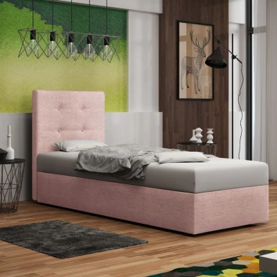 Čalúnená posteľ s úložným priestorom DELILAH 1 COMFORT - 80x200, pravá, ružová