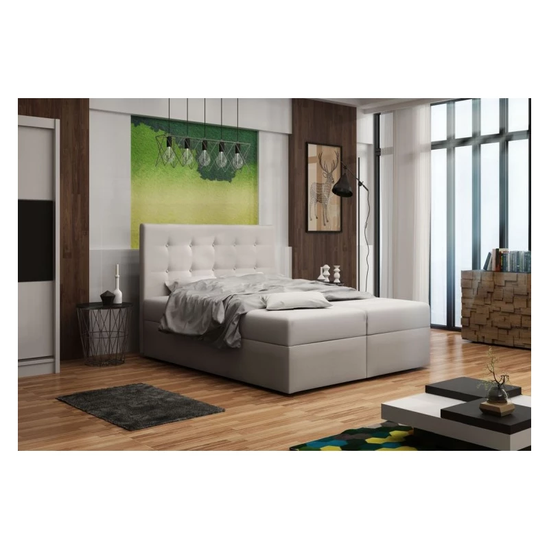 Čalúnená posteľ s úložným priestorom DELILAH 1 COMFORT - 200x200, béžová