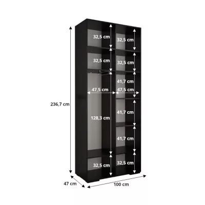 Šatníková skriňa MARIYA 1 - 100 cm, biela