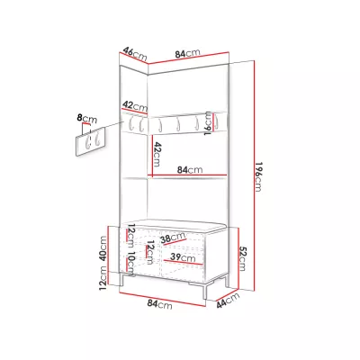 Stena do chodby s čalúnenými panelmi ANDORA 4 - čierna / žltá