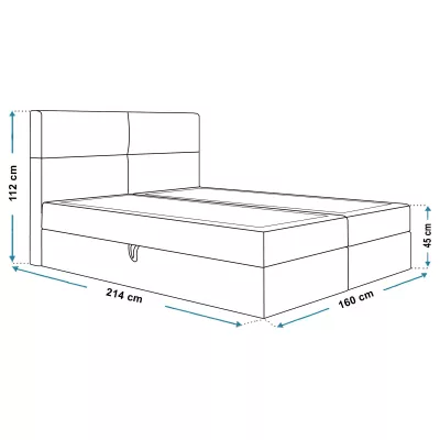 Boxspringová manželská posteľ CARLA 1 - 160x200, šedá + topper