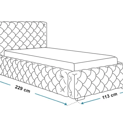 Čalúnená jednolôžková posteľ MARILOU - 90x200, šedá