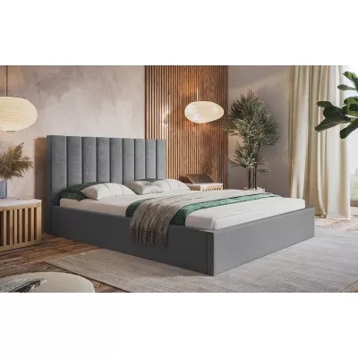 Čalúnená manželská posteľ LEORA - 160x200, svetlo šedá