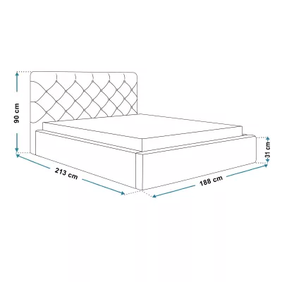 Čalúnená manželská posteľ HANELE - 180x200, svetlo šedá