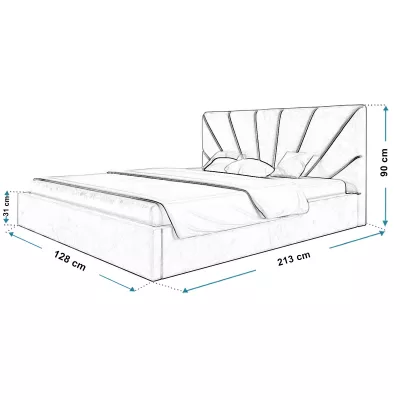 Čalúnená jednolôžková posteľ GITEL - 120x200, tmavo modrá