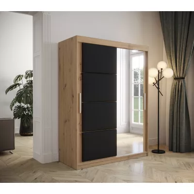 Šatníková skriňa s posuvnými dverami 150 cm TALIA - dub artisan / čierna