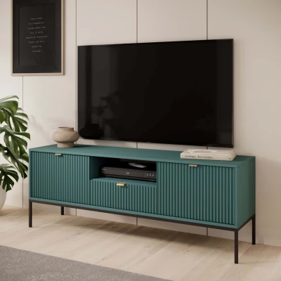 Televízny stolík MISHEEL - modrozelený / čierny