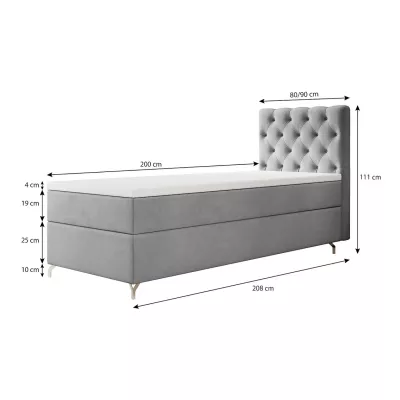 Čalúnená posteľ 80x200 ADRIA COMFORT s úložným priestorom - pravá, béžová