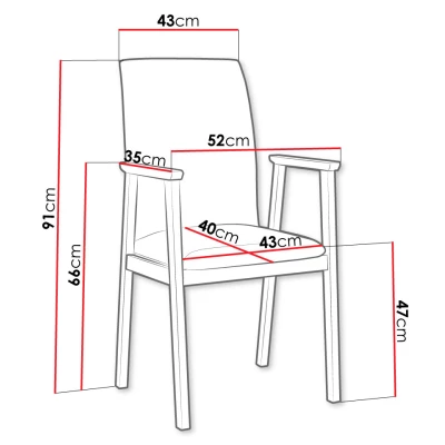Čalúnená jedálenská stolička s podrúčkami NASU 1 - dub sonoma / tmavá šedá