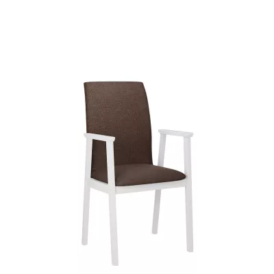 Čalúnená jedálenská stolička s podrúčkami NASU 1 - biela / hnedá 2