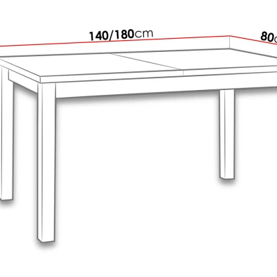Rozkladací kuchynský stôl 140x80 cm CAMBERT 1 - biely