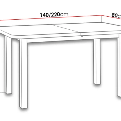 Rozkladací kuchynský stôl 140x80 cm BANGS 4 - dub sonoma