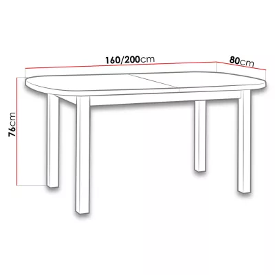 Rozkladací jedálenský stôl 160x80 cm BANGS 1 - dub sonoma