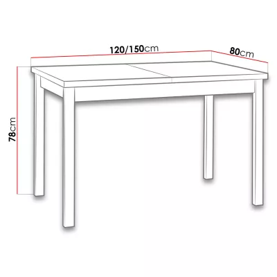 Rozkladací kuchynský stôl 120x80 cm ELISEK 1 - dub grandson / čierny