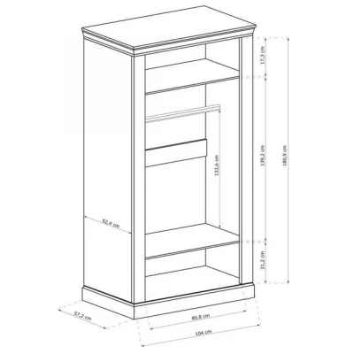 Dvojdverová skriňa AILISH - šírka 107 cm, dub kraft zlatý