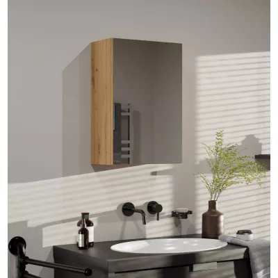 Kúpeľňová horná jednodverová skrinka so zrkadlom MARGO - dub artisan