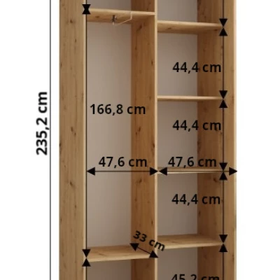 Šatníková skriňa ASIRI 1 - 100/45 cm, dub artisan / strieborná