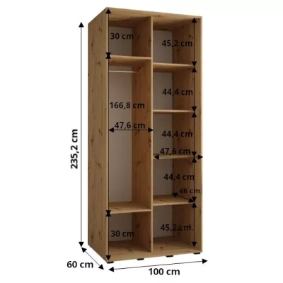 Šatníková skriňa ASIRI 1 - 100/60 cm, biela / čierna / zlatá