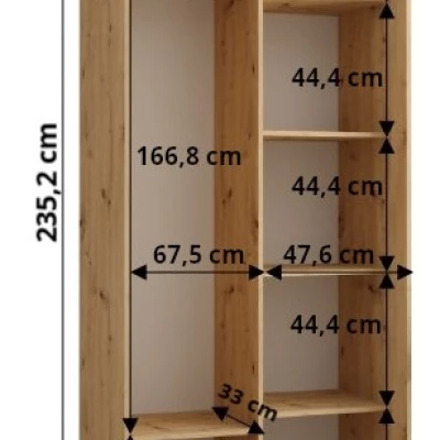 Šatníková skriňa ASIRI 1 - 120/45 cm, biela / čierna