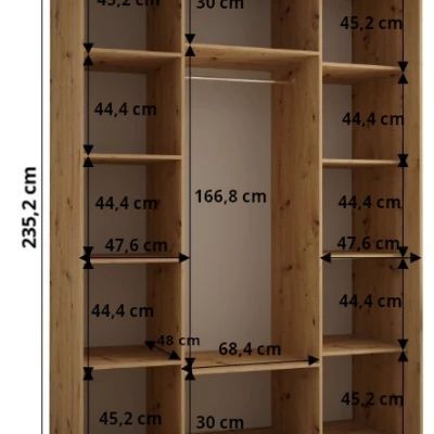 Šatníková skriňa ASIRI 13 - 170/60 cm, dub artisan / strieborná