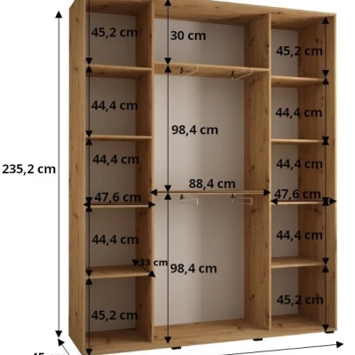 Šatníková skriňa ASIRI 7 - 190/45 cm, dub artisan / strieborná