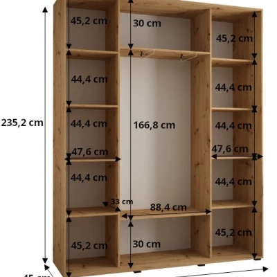 Šatníková skriňa ASIRI 7 - 190/45 cm, dub artisan / čierna / čierna