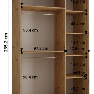 Šatníková skriňa ASIRI 13 - 150/60 cm, dub artisan / čierna