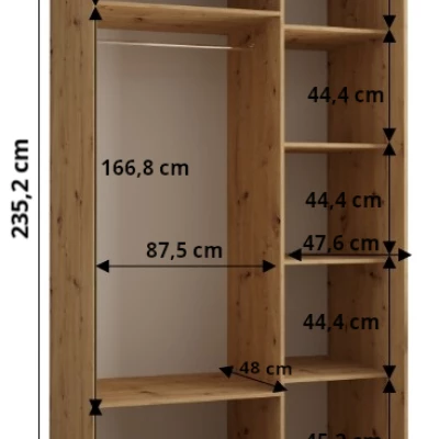 Šatníková skriňa ASIRI 13 - 140/60 cm, dub artisan / strieborná