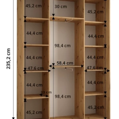 Šatníková skriňa ASIRI 7 - 160/45 cm, dub artisan / strieborná