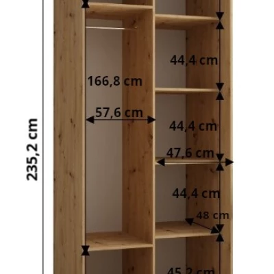 Šatníková skriňa ASIRI 13 - 110/60 cm, čierna / strieborná