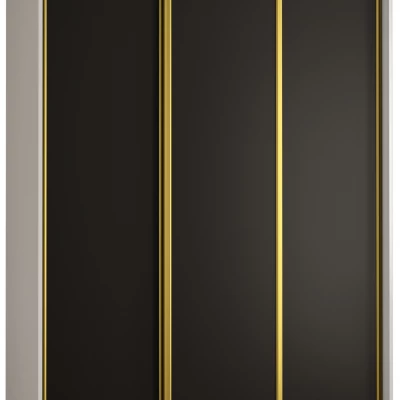 Šatníková skriňa ASIRI 1 - 160/60 cm, biela / čierna / zlatá