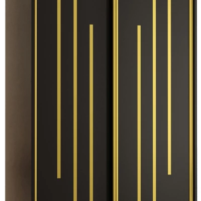 Šatníková skriňa ASIRI 8 - 120/45 cm, čierna / zlatá
