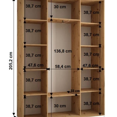 Šatníková skriňa YVONA 1 - 160/45 cm, dub artisan / čierna