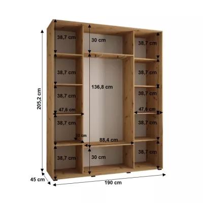 Šatníková skriňa YVONA 1 - 190/45 cm, čierna / čierna