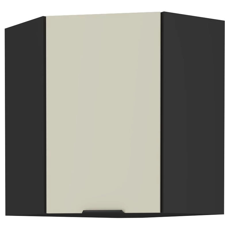 Horná rohová skrinka AGAFIJA 1 - 60x60 cm, cashmere / čierna