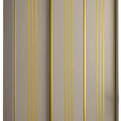 Šatníková skriňa INDIRA 6 - 150/45 cm, kašmír / zlatá