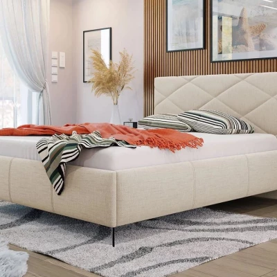 Čalúnená manželská posteľ s úložným priestorom 180x200 EMORIN - béžová