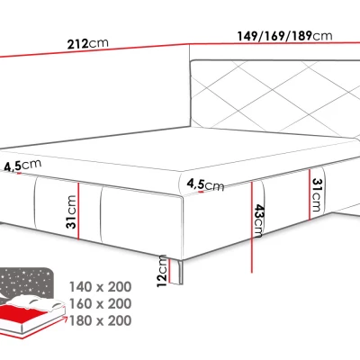 Čalúnená manželská posteľ s úložným priestorom 180x200 EMORIN - béžová